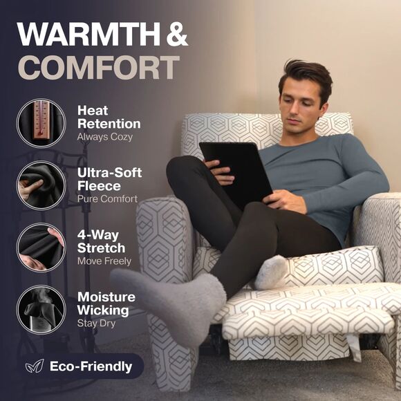 THERMAJOHN MENS THERMAL BOTTOMS NAVY BLUE SIZE XL - Picture 7 of 8